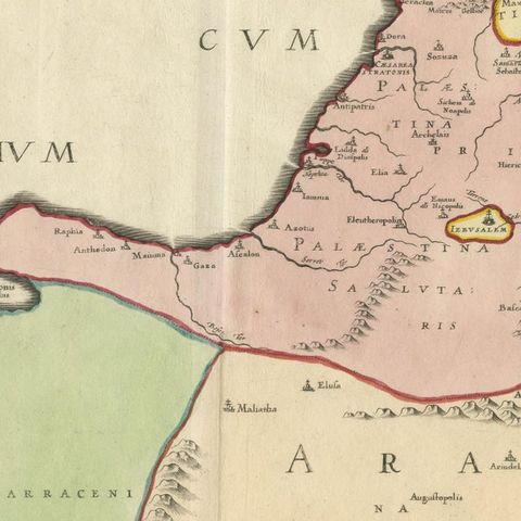 17th-Century Map of the Latin Patriarchate of Jerusalem by Melchior Tavernier, close-up 5
