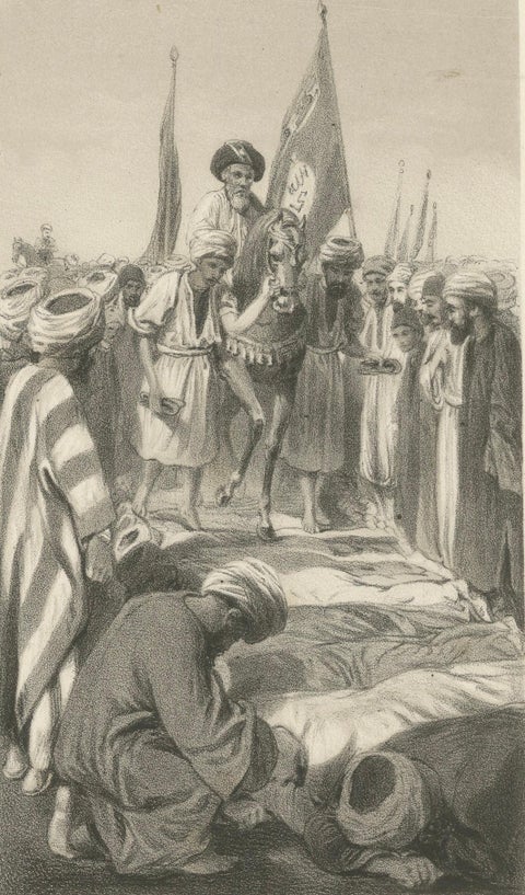 Islamic Sufi Ritual Print The Tschillé and the Dausa, 1863 Dutch Lithograph, close-up 3