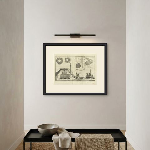 Shrine Buildings, Medallions and Plan of Mesched Ali, Niebuhr Print, 1780, shown framed on a wall, true to size