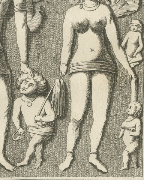 Elephanta Cave Sculpture at Station 5, Antique Niebuhr Print, 1780, close-up 1