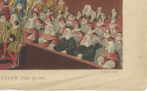 Hand-Coloured Engraving of George IV’s Coronation at Westminster Abbey, 1822, close-up 3