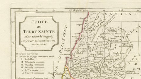 Antique Holy Land Map, Judée ou Terre Sainte, Robert de Vaugondy, 1806, close-up 2