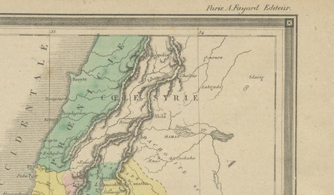 Palestine Divided into Tribes Map with Ancient Jerusalem, Paris, c.1850, close-up 3