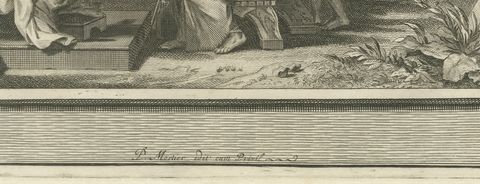 Idolatry of King Ahaz and Hezekiah Destroys the Idols, Mortier, circa 1700, close-up 1