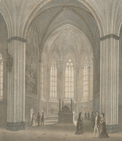 Uppsala Cathedral Memorial Chapel, Gustavianska Grafkoret, Lithograph 1877, close-up 2