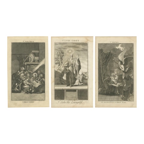 Set of Biblical Engravings, Nativity, Luke the Evangelist & Annunciation, c1735