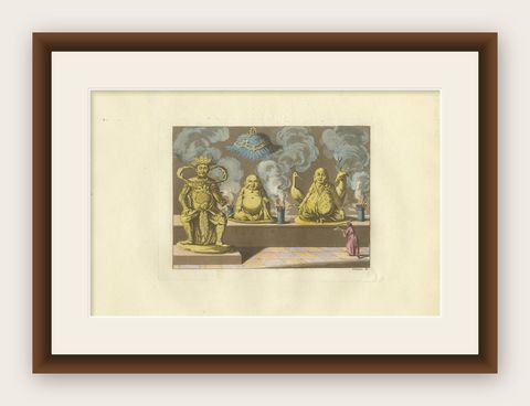 Chinese Religious Figures and Temple Statues, Ferrario Costume Series, 1815, shown framed