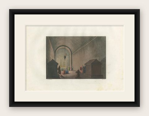 Antique Print of the Interior of the Chapel of Mount Calvary by Ferrario '1831', shown framed