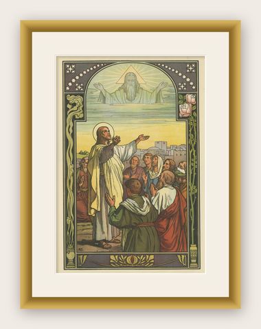 Antique Religion Print of the Blessing of Christ, 1913, shown framed