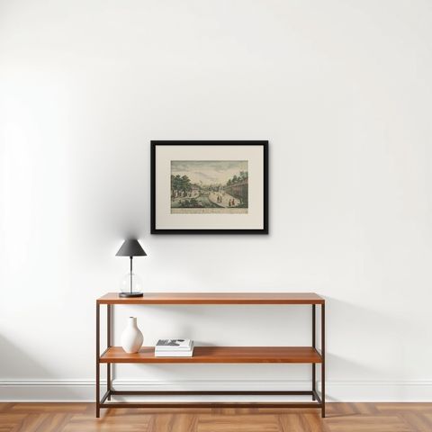 Antique Print of the Church Seen from Bastion Gelderland by Habermann, 'c.1770', shown framed on a wall, true to size