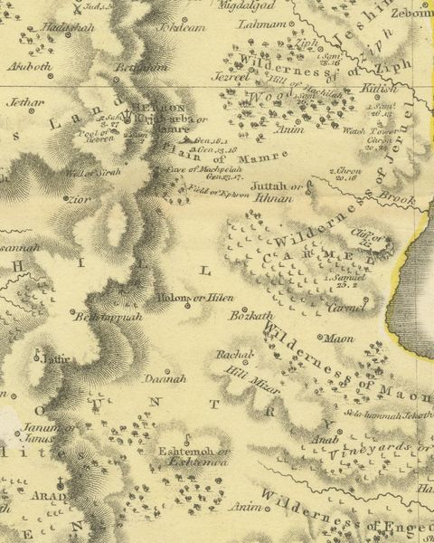 Antique Hand-Colored Map of the Tribe of Judah and the Dead Sea, 1823, close-up 2
