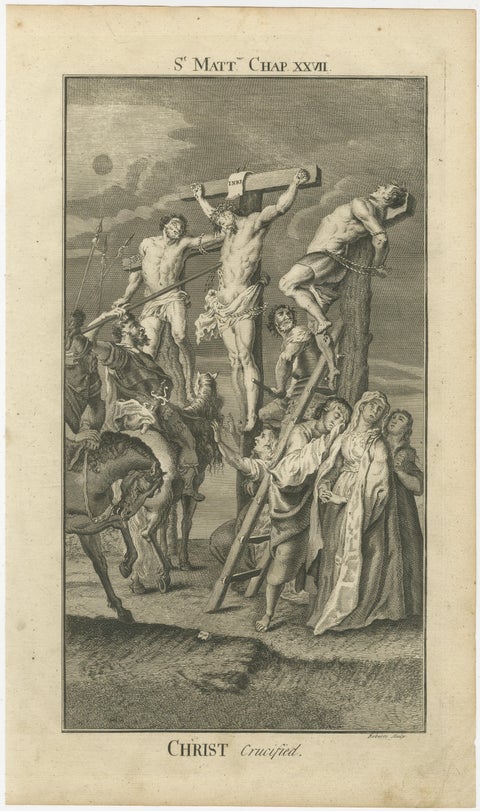 Biblical Engravings, Christ Crowned, Crucified & Tempted in the Wilderness 1735, view 4