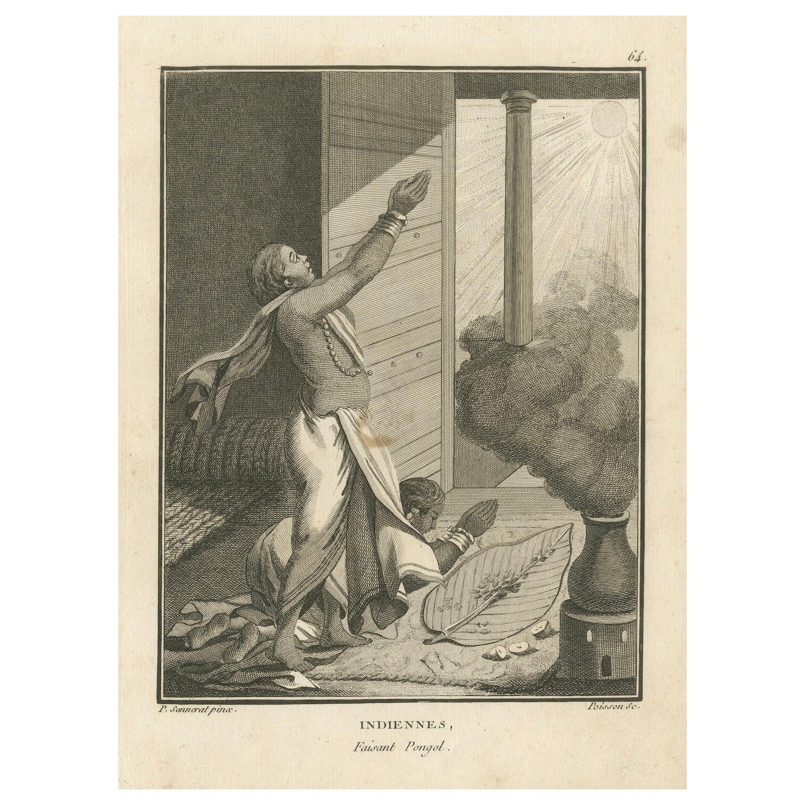 Hindu Women Celebrating Pongal Festival, Engraving after Sonnerat, 1806