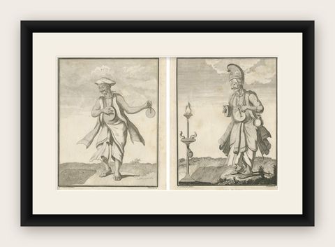 Hindu Temple Musicians, Tadin and Chief of the Tadins, 1806, shown framed