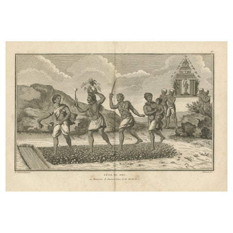 Hindu Fire-Walking Ceremony in Honor of Dharma Raja, Engraving, 1806