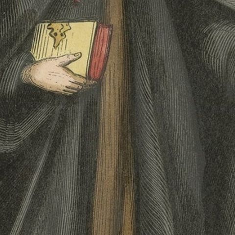 Antique Hand-Colored Print of an Armenian Monk, 1845, close-up 2