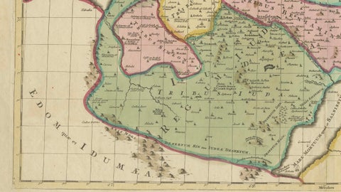 Judaea or Terra Sancta, Twelve Tribes of Israel, Sanson Map, c.1680, close-up 3