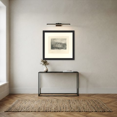 Oppenheim on the Rhine, Antique Steel Engraving after Birket Foster, c. 1872, shown framed in a room, true to size