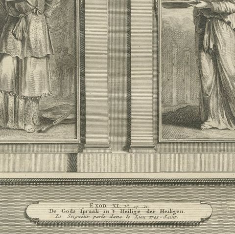 High Priest and Levites and God Speaks in the Holy of Holies, Mortier circa 1700, close-up 3