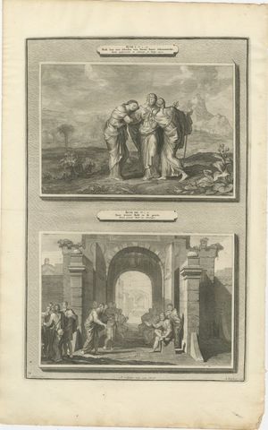 Ruth and Naomi and Boaz Takes Ruth as His Wife, Mortier Bible circa 1700, view 2