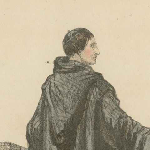 Bénédictin du Mont-Cassin, a 1862 Litho of a Monk of Monte Carlo, close-up 1