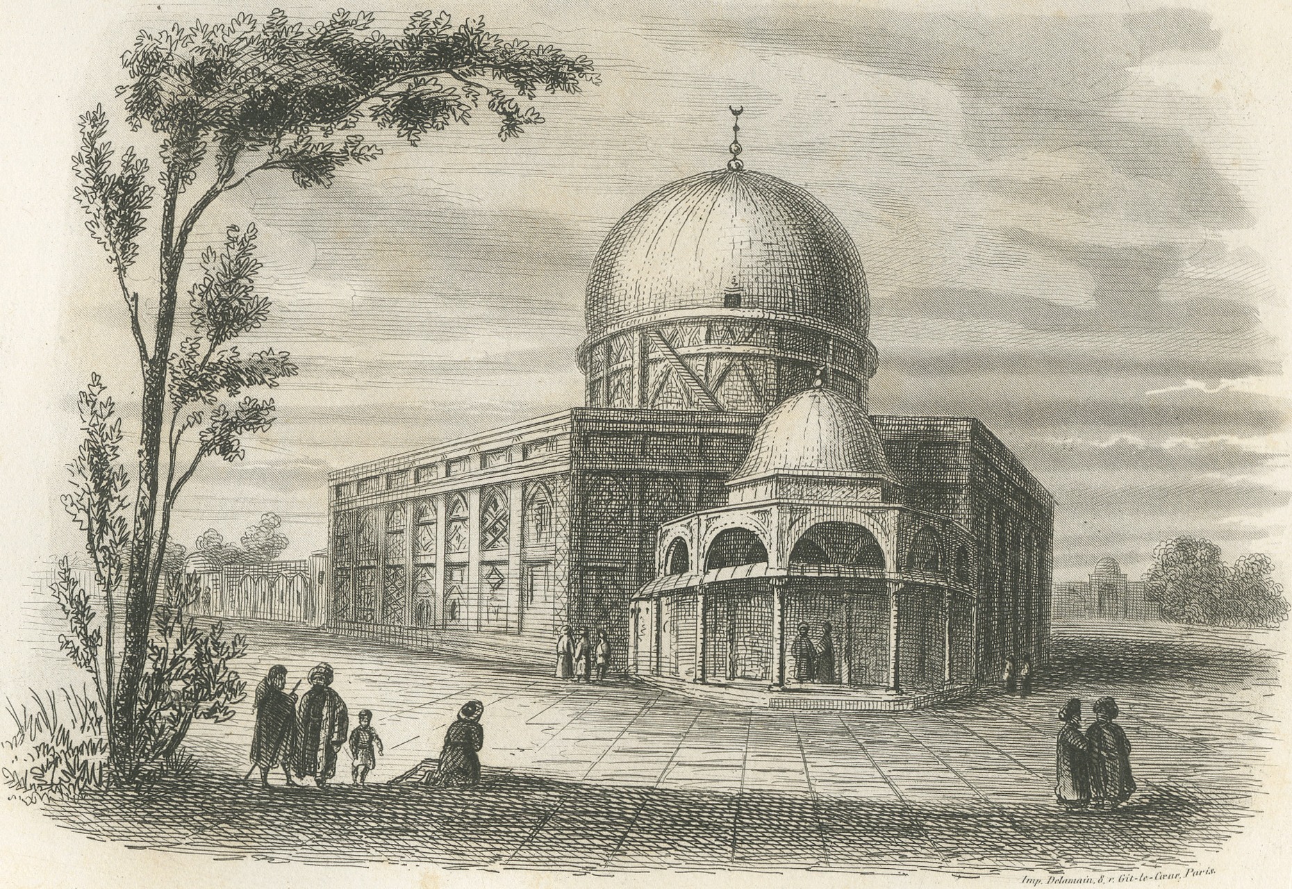 Holy Sepulchre Church and Dome of the Rock, Jerusalem, Antique Print, 1859, view 4