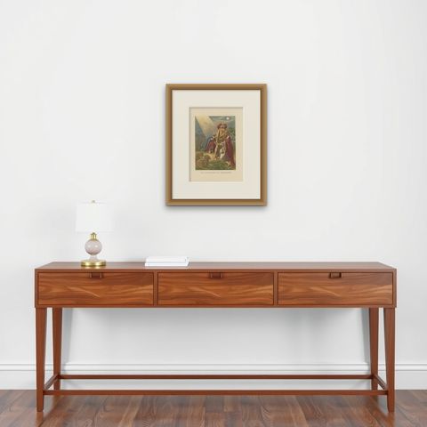Antique Bible Print of the Shepherds of Bethlehem by Kronheim 'c.1860', shown framed on a wall, true to size