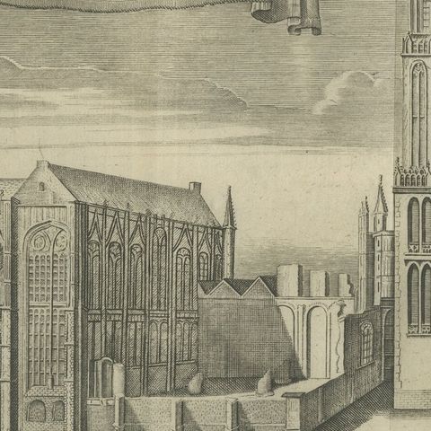 Antique Church Print of the 'Domkerk' in Utrecht, the Netherlands, circa 1770, close-up 2