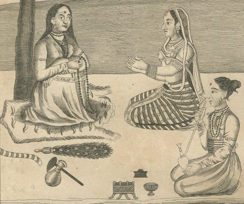 Indian Brahmin Penitents and Pilgrim, Rare 18th Century Ritual Engraving, 1734, close-up 1