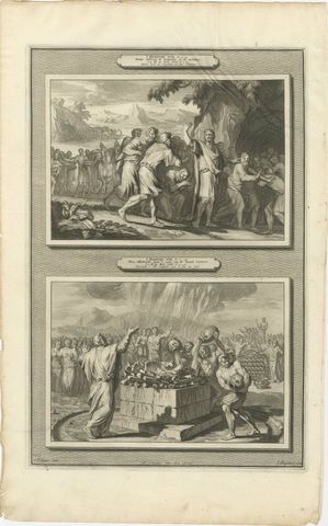 Obadiah Hides the Prophets and Elijah on Mount Carmel, Mortier, circa 1700, view 2