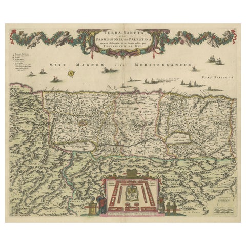 Frederic de Wit Map of Palestine, Terra Sancta, Amsterdam c.1670