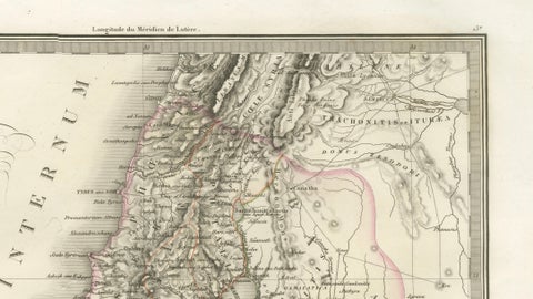 Antique Map of Palestine and the Holy Land, Lapie, Paris, 1838, close-up 4