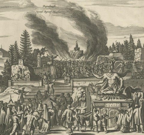 Antique Print of a Japanese Funeral Ceremony, close-up 1
