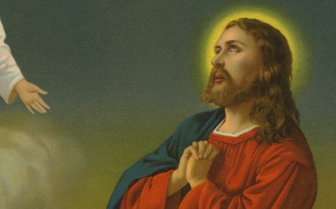 Christ on the Mount of Olives, Antique German Chromolithograph c.1900, close-up 5