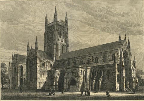 Antique Print of Worcester Cathedral from the Illustrated London News, 1880, view 2