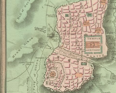 Antique Map of Jerusalem and the Surrounding Country, Wyld, 1823, close-up 2
