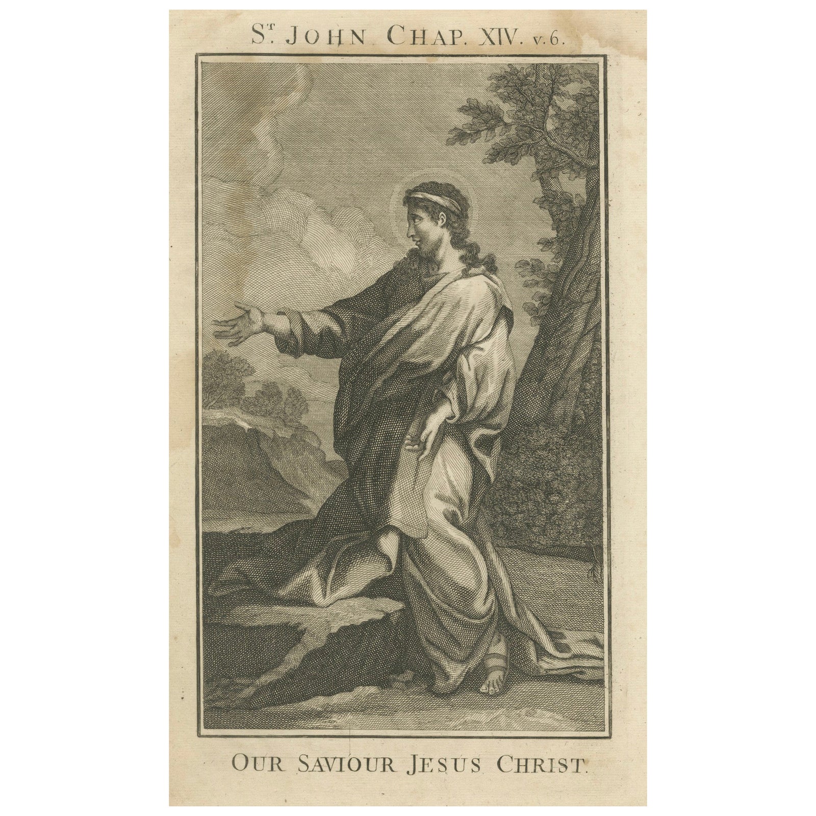 Jesus “I Am the Way”, John XIV Antique Engraving, c.1735