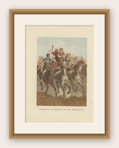 Antique Bible Print of the Pharaoh in Pursuit by Kronheim, 'c.1860', shown framed