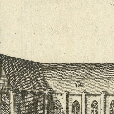 1720 Etching of St. Christopher's Cathedral in Roermond by Jacobus Harrewijn, close-up 5
