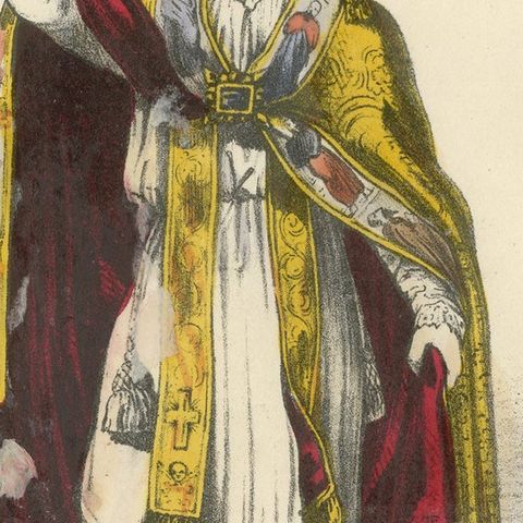 Le Pape en Grande Cérémonie, Genuine Antique Print of the Pope in Full Ceremony, close-up 2