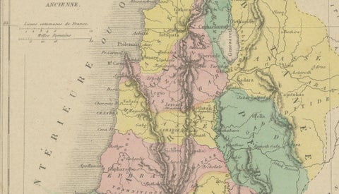 Palestine Divided into Tribes Map with Ancient Jerusalem, Paris, c.1850, close-up 5
