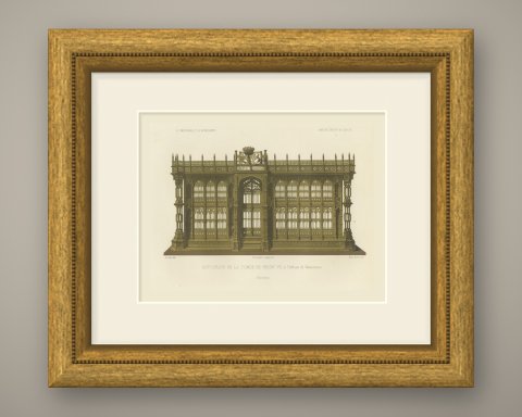Tomb Screen of Henry VII, Westminster Abbey, Antique Print, 1851, shown framed