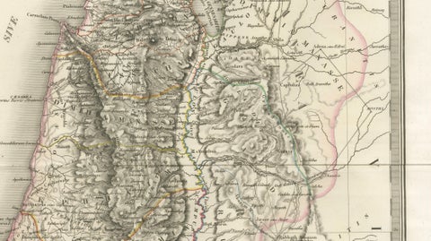 Antique Map of Palestine and the Holy Land, Lapie, Paris, 1838, close-up 5