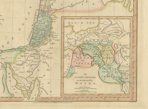 Places Recorded in the Five Books of Moses, Biblical Holy Land Map, 1827, close-up 6