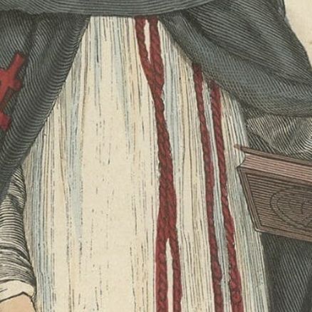 Antique Print of a Monk of the Order of the Holy Sepulchre (Rome), 1845, close-up 2