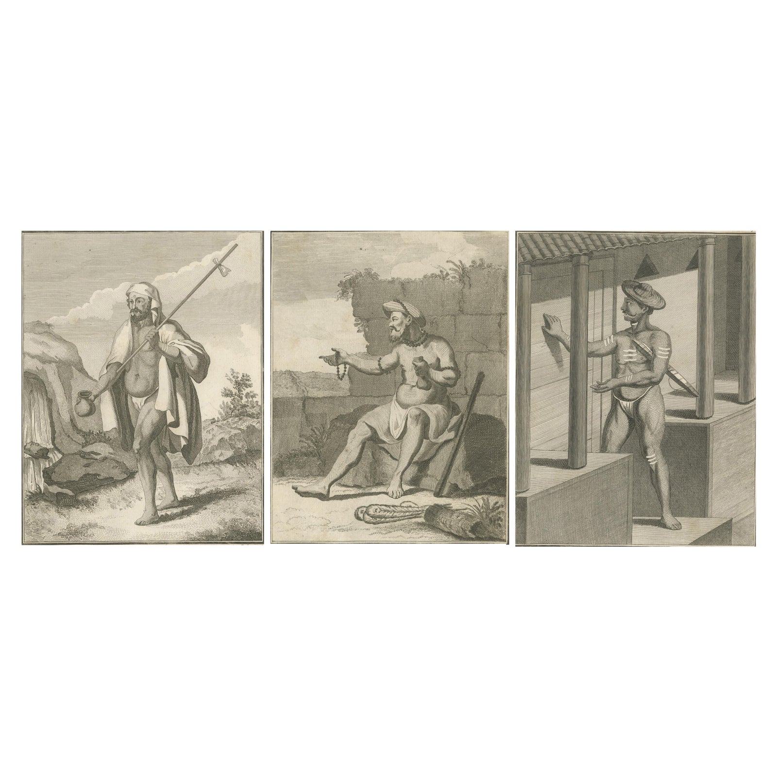 Hindu Ascetics and Priest, Saniassi, Pandaron, and Carepatré, 1806