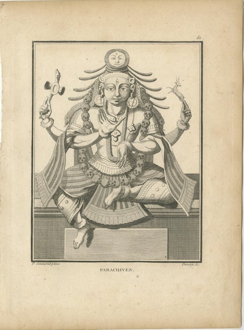 1806 Engraving: Parachiven's Fierce Divinity in Hindu Mythology, view 2