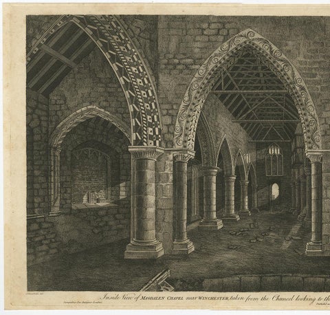 Antique Print with Inside View of Magdalen Chapel, Winchester, Hampshire, 1790, view 3