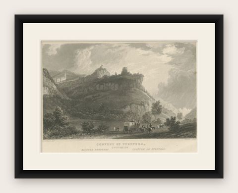 Abbey of Pfäfers, Pirminsberg in Pfäfers, Bad Ragaz, St Gallen, Switzerland, shown framed