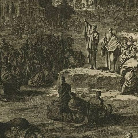 Antique Bible Print Ninth Plague of Egypt by J. Luyken, 1743, close-up 2